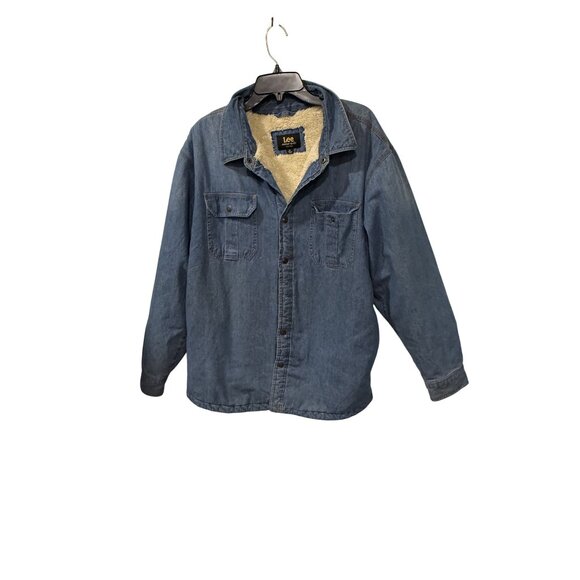 Lee Other - Lee Mens Sherpa-Lined Denim Jacket XL Blue Button-Up Western Style